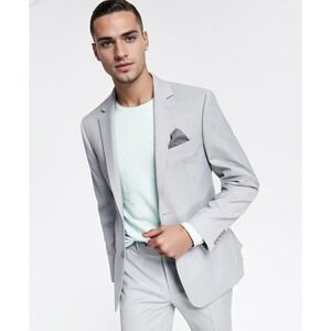bar III Sport Coat Mens 42R Light Grey Skinny Fit Wool Blend Blazer Suit Jacket